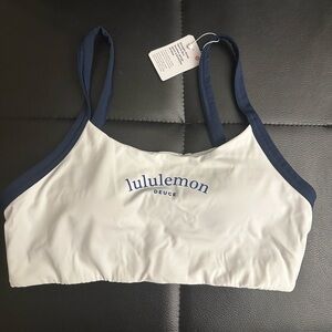 lululemon athletica White Sports Bra with Navy Trim